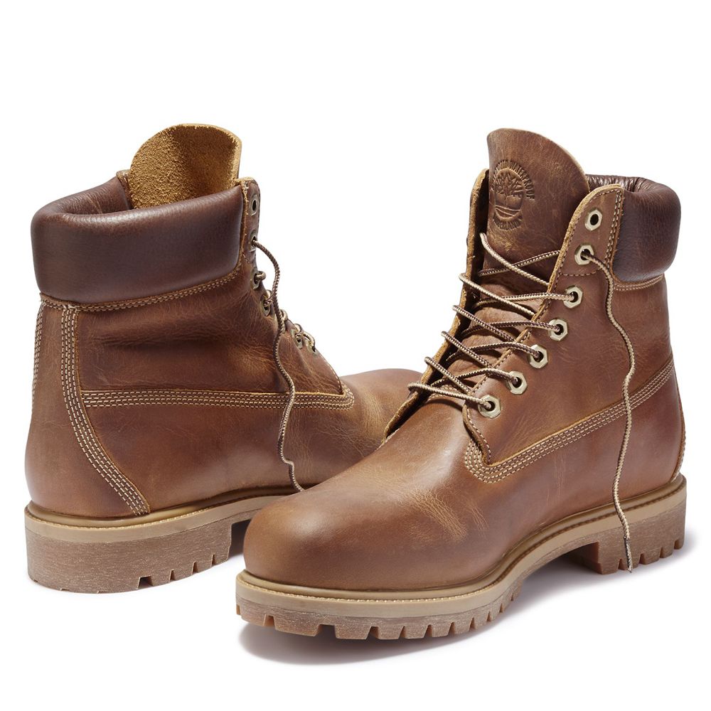 Timberland Mens 6-Inch Boots Heritage Waterproof - Brown - India ZE5017368